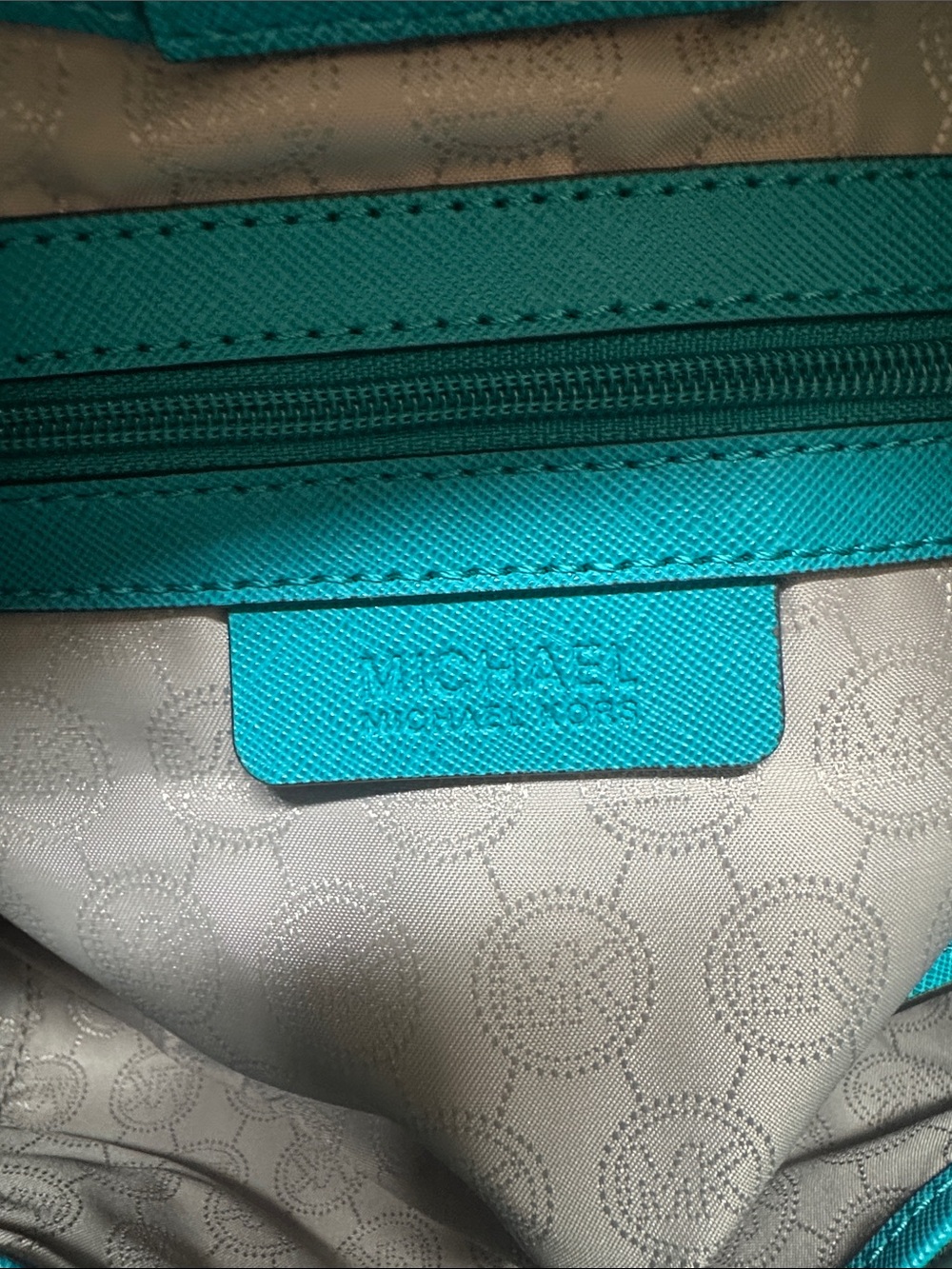 Michael Kors Turquoise Satchel Tote with Silver Padlock & Chain Shoulder Handbag - Picture 6 of 16